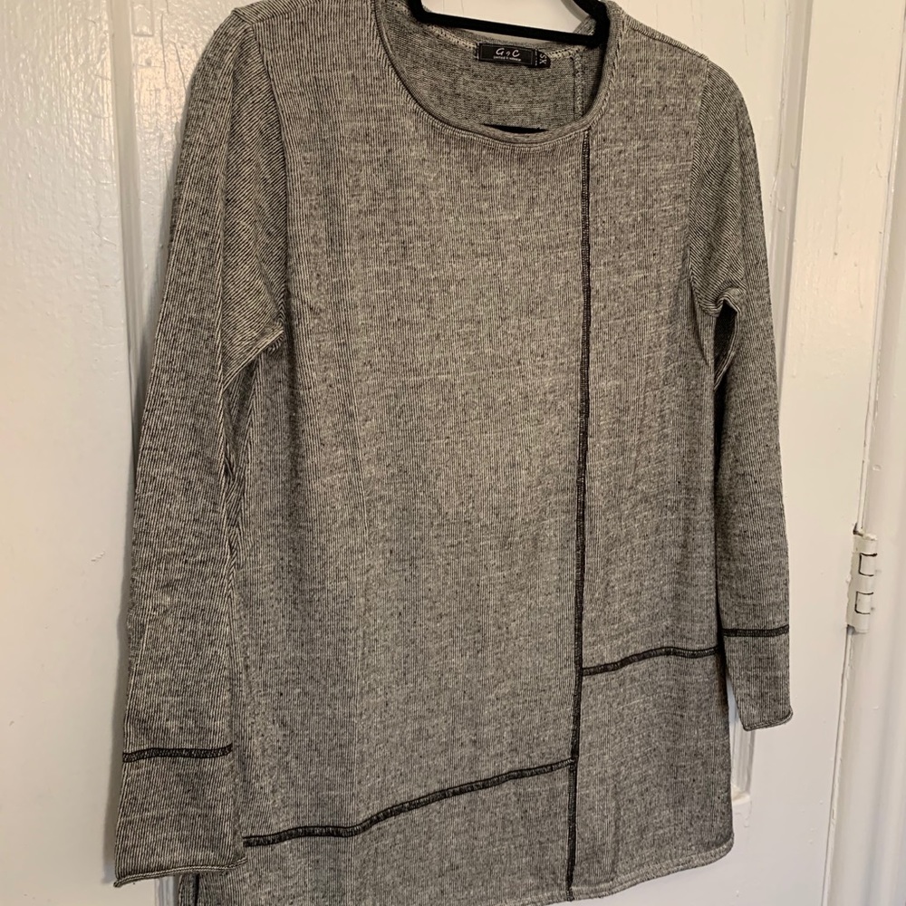 Grey Geometric Tunic Sweater